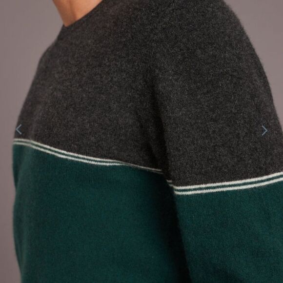 Marine layer Mason Colorblock Cashmere Sweater in Charcoal/Green - Picture 4 of 9